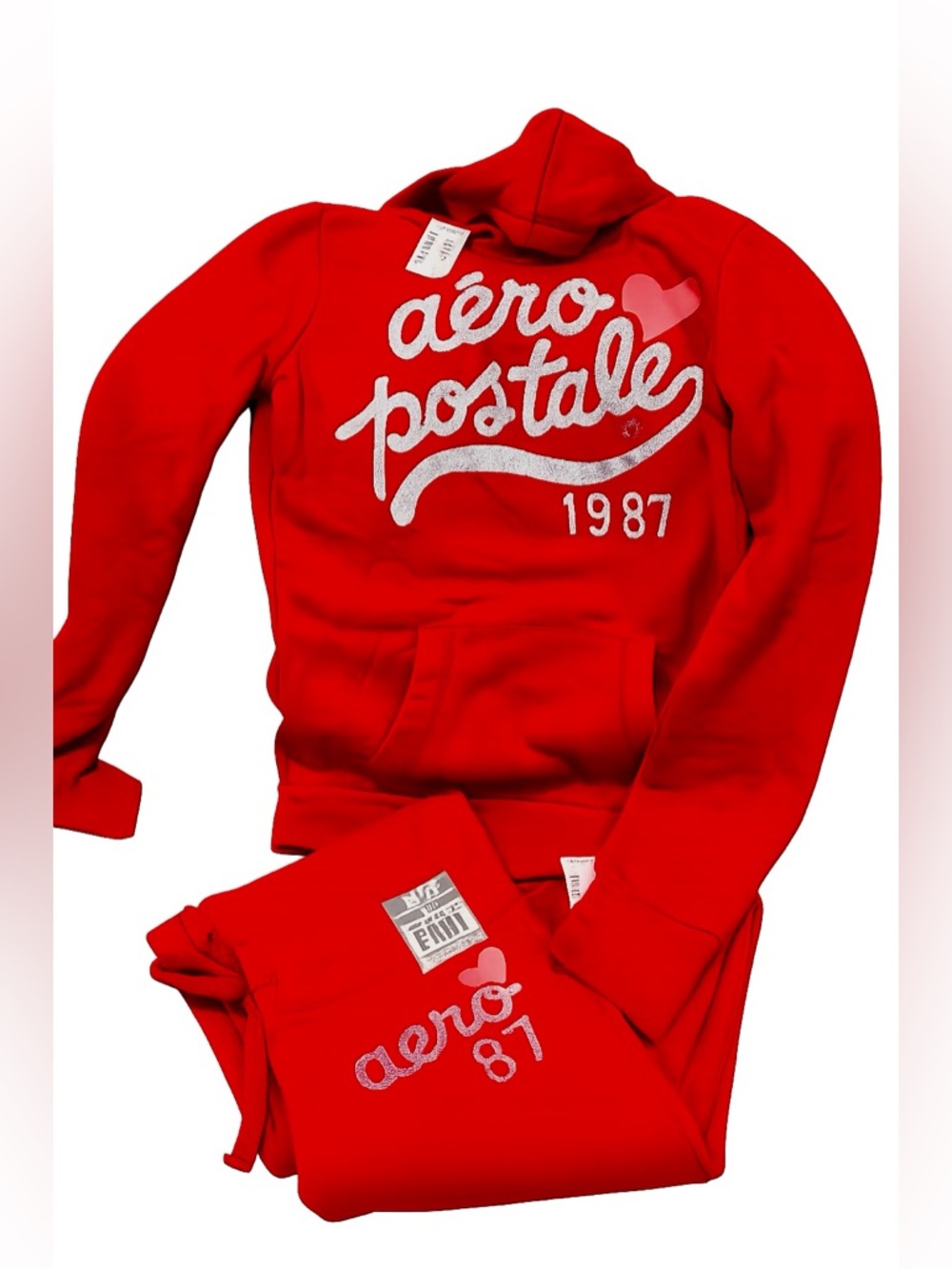 Aéropostale 1987 Matching Red Hoodie & Sweatpants Set Tags (BNWT)